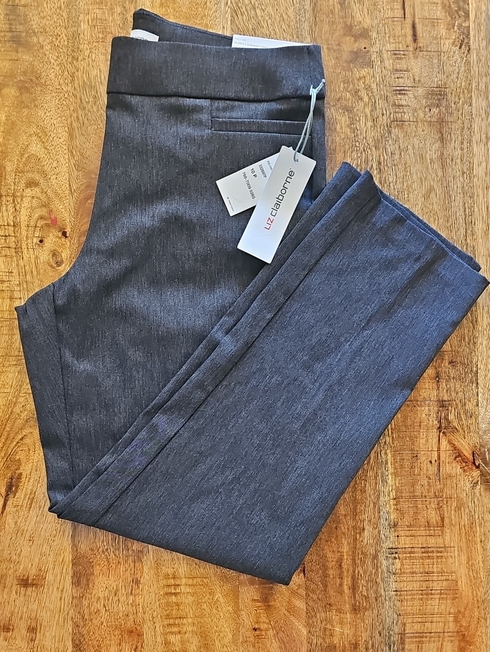 NWT Liz Claiborne Charcoal Gray Petite Dress Pants Slim Ankle Trouser 10P